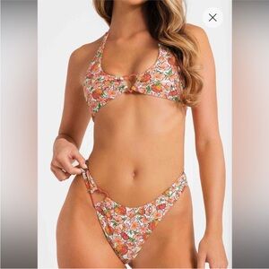 Blackbough Berry Cherry Floral Bikini Set Heart Hardware Size Small
